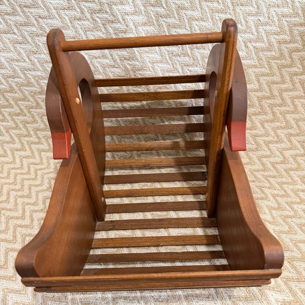 Vintage Wooden Goose Slatted Magazine Holder Basket - Picture 5 of 7